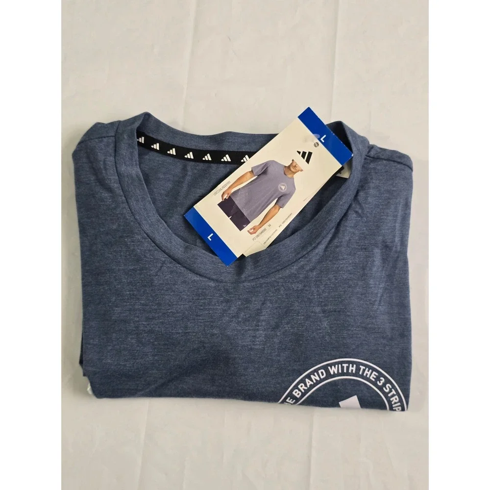 Adidas Mens CSCO Emblem Graphic Tee Blue Heather T-Shirt KU9183 Large